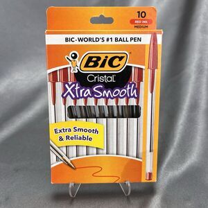 BIC Cristal‎ Xtra Smooth Ballpoint Pen Red Ink – Medium Point (1.0mm) 10-Count